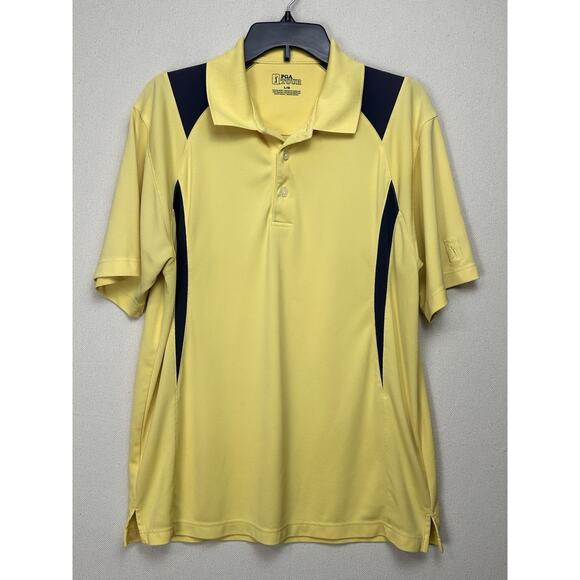 PGA Tour Other - PGA Tour Airflux Golf Polo Shirt Men’s Yellow With Gray Trim Lg. Stretch Casual